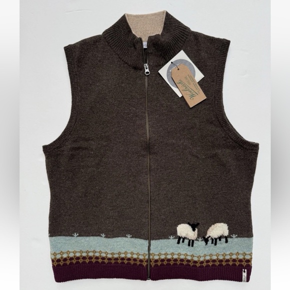 Woolrich Jackets & Blazers - Woolrich Sweater Vest Women’s Sz L Brown Lambswool Full Zip Farm Sheep